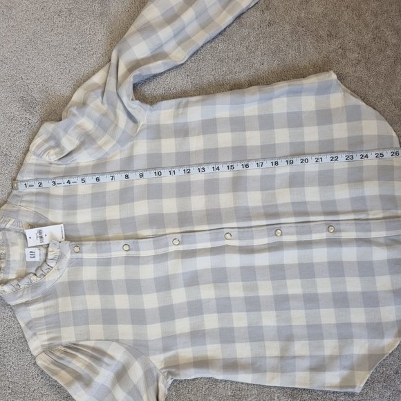 NWT - Gap Square Plaid Ruffle Collar/Cuff Shirt Size M - Picture 9 of 12